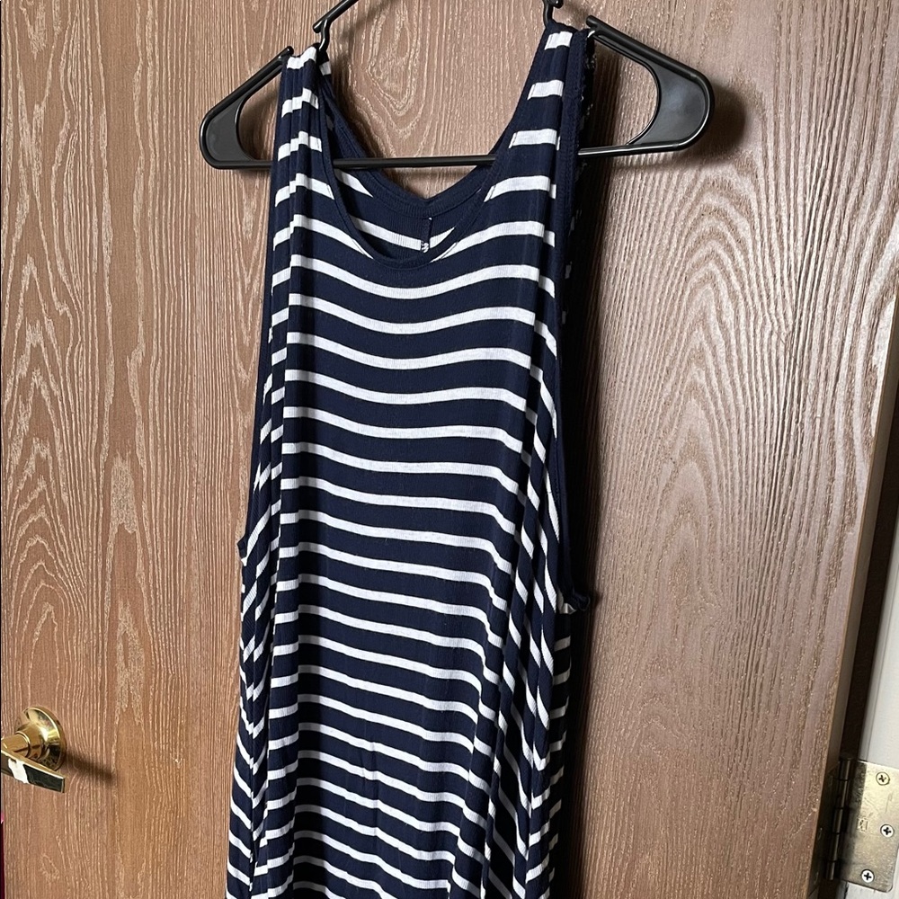Navy Blue & White Striped Tank